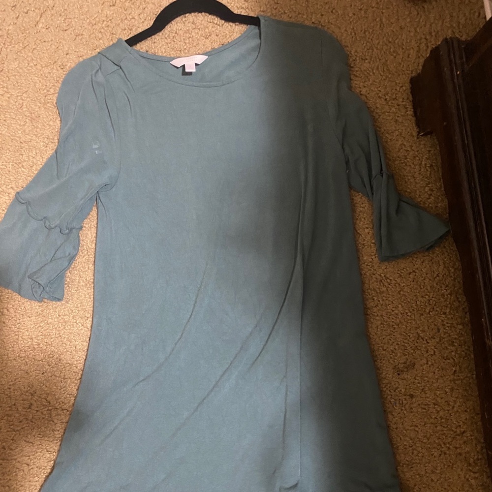 Womens Mid Sleeve Ruffle Dress